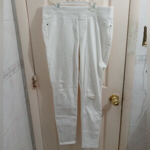 Old Navy White Rockstar Deconstructed Super Skinny Jeggings Mid Rise Size 10